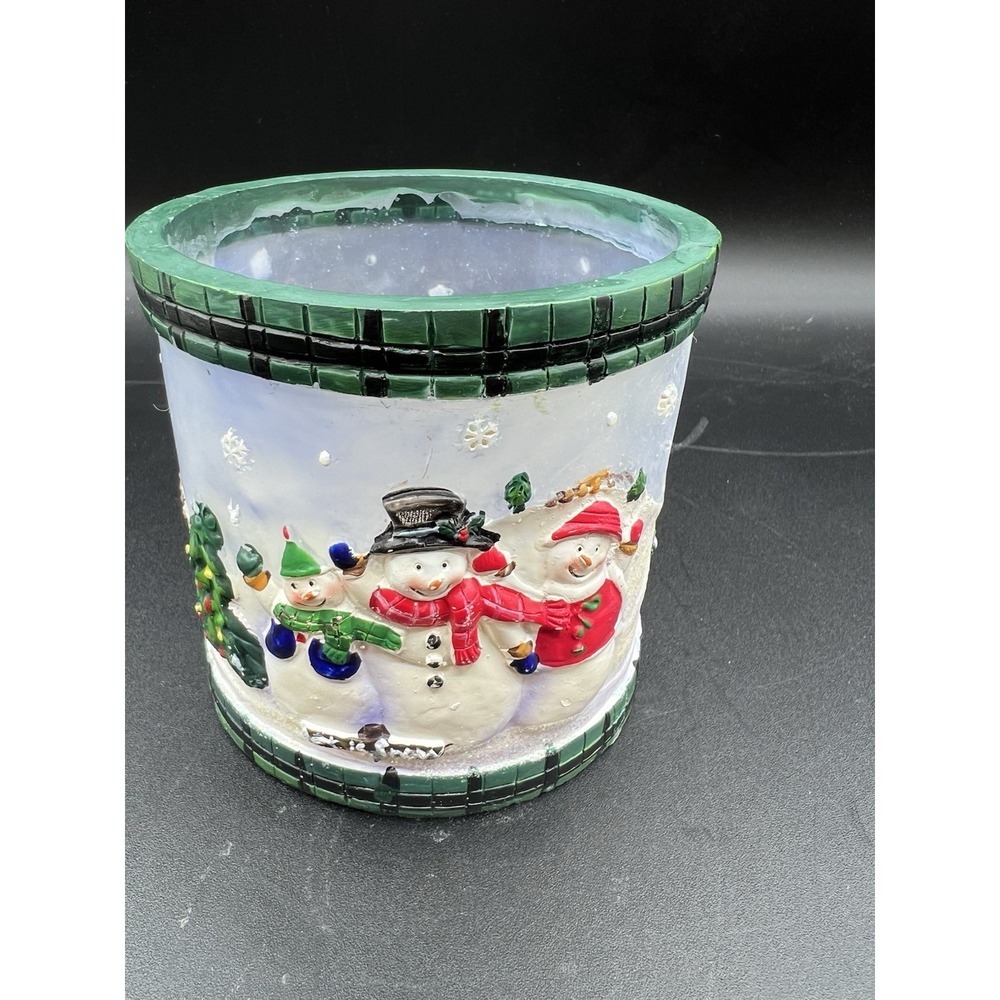 ⛄ Let It Snow – Snowman Scene Tealight Candle Holder – Festive Holiday Décor